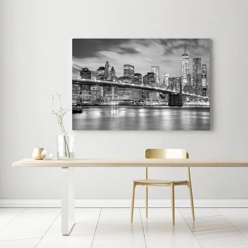 Leinwandbild schwarzweiß skyline von New York mit Brooklyn Bridge Leinwandbild schwarzweiß skyline von New York mit Brooklyn Bridge