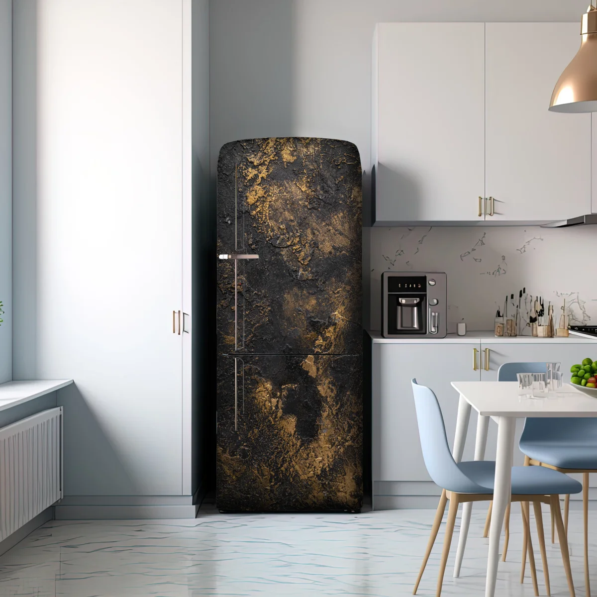Kühlschrankaufkleber schwarz-goldene strukturierte abstraktion für wände Kühlschrankaufkleber schwarz-goldene strukturierte abstraktion für wände
