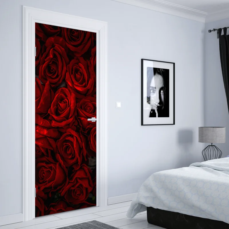 Türaufkleber intensive rote rosen nahaufnahme