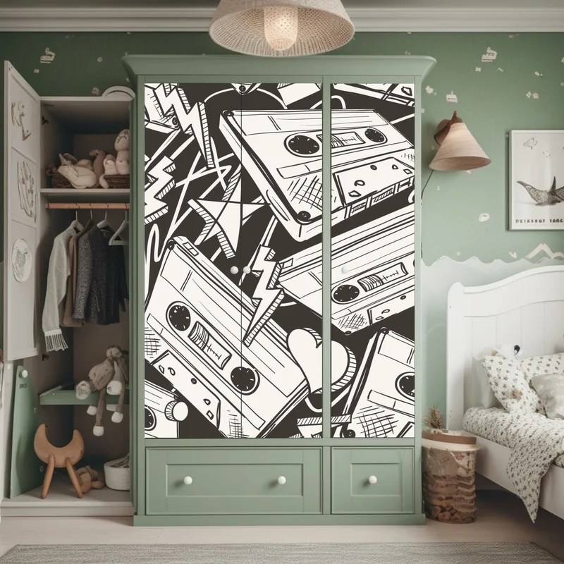 Schrankaufkleber vintage kassettenmuster