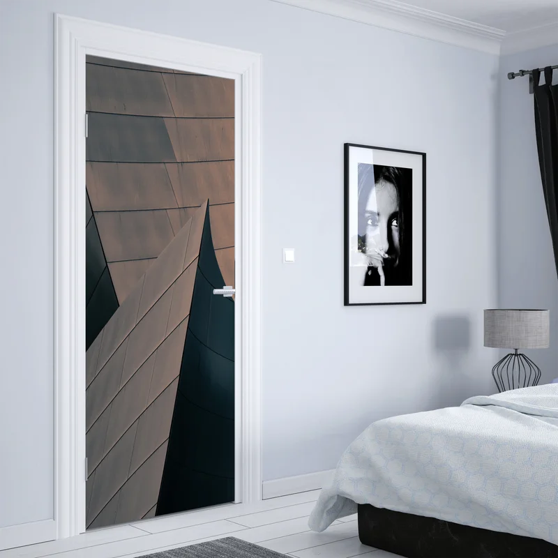 Türaufkleber geometrische architekturformen aus metall