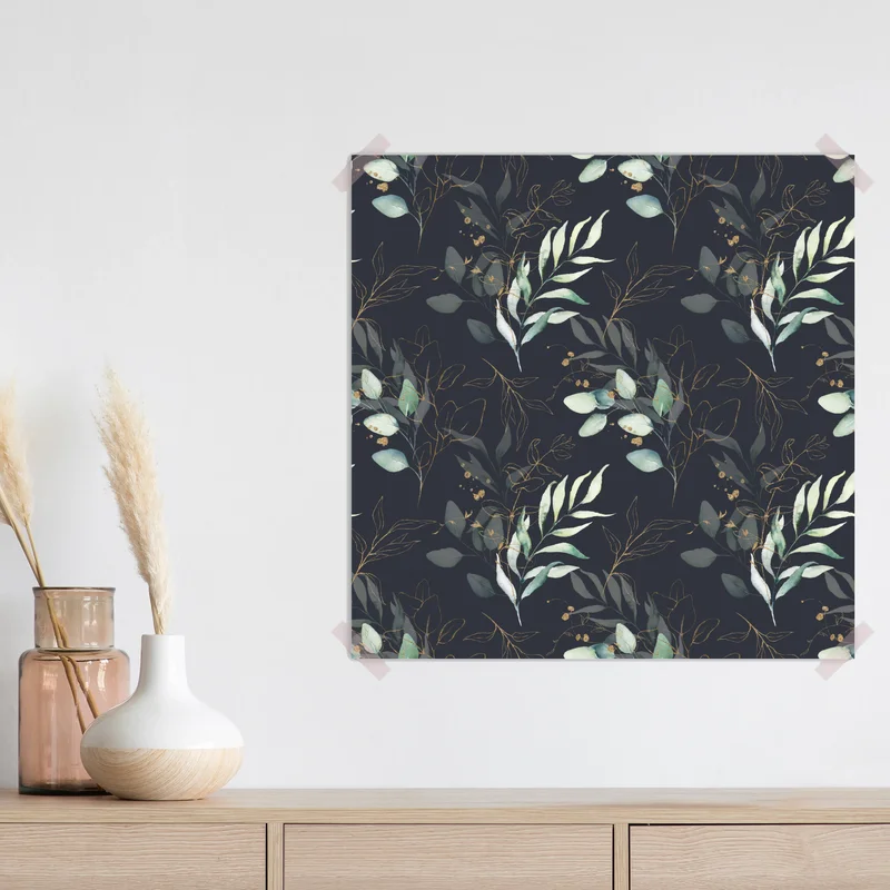 Poster aquarell eukalyptusblätter auf dunklem hintergrund Poster aquarell eukalyptusblätter auf dunklem hintergrund