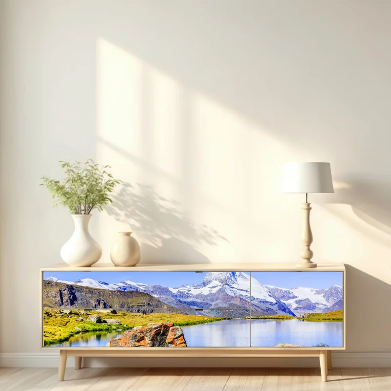 Repositionierbarer Aufkleber Matterhorn spiegelung am Stellisee, Zermatt Repositionierbarer Aufkleber Matterhorn spiegelung am Stellisee, Zermatt