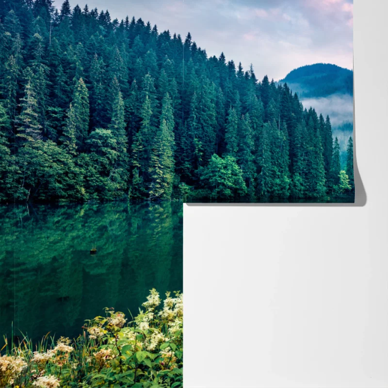 Fototapete nebliger sonnenaufgang über Lacu Rosu Fototapete nebliger sonnenaufgang über Lacu Rosu