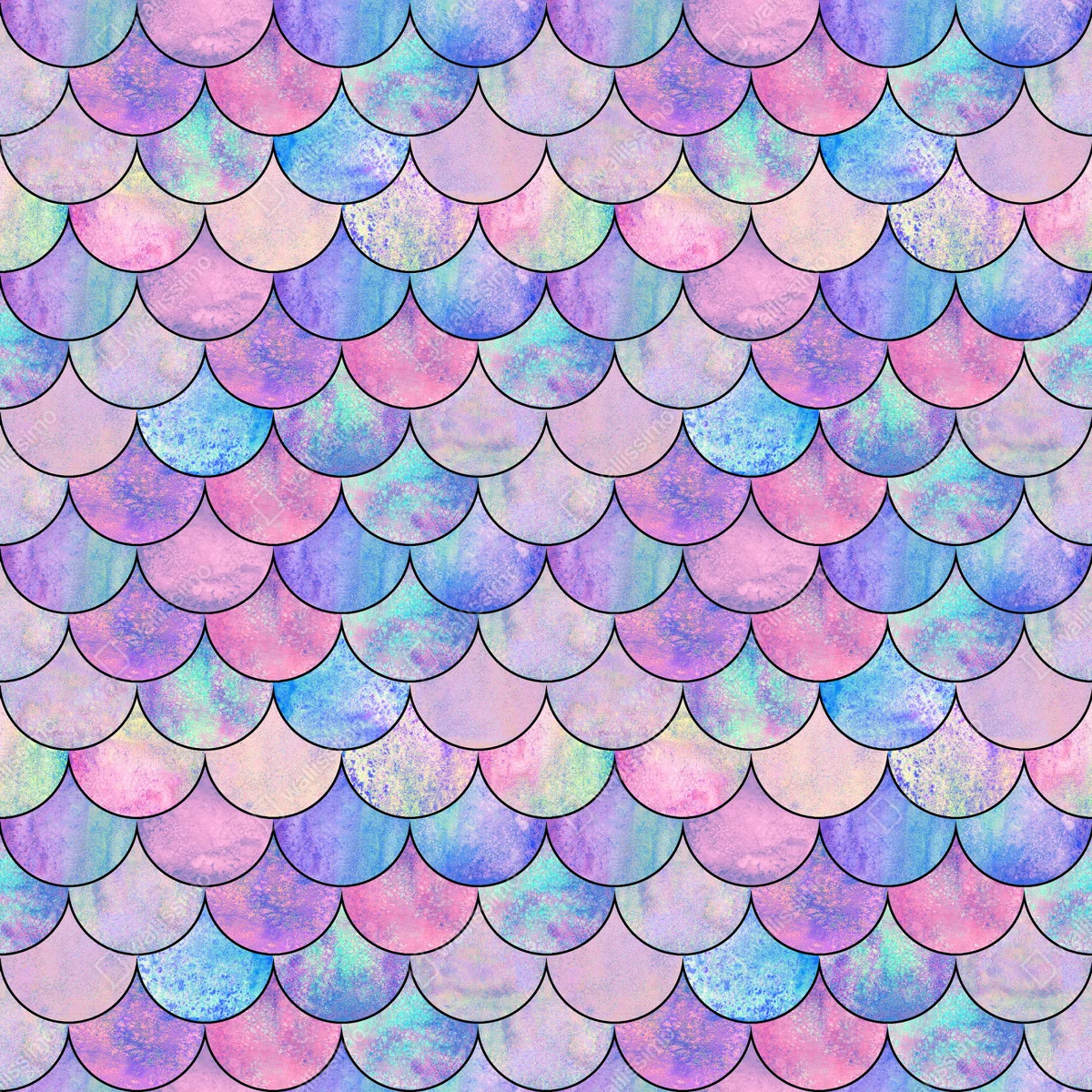 Fototapeta pastelowy wzór łusek syreny Fototapeta pastelowy wzór łusek syreny