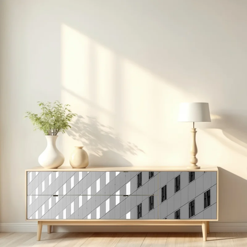 Repositionierbarer Aufkleber minimalistische fassadenstruktur mit geometrischem muster