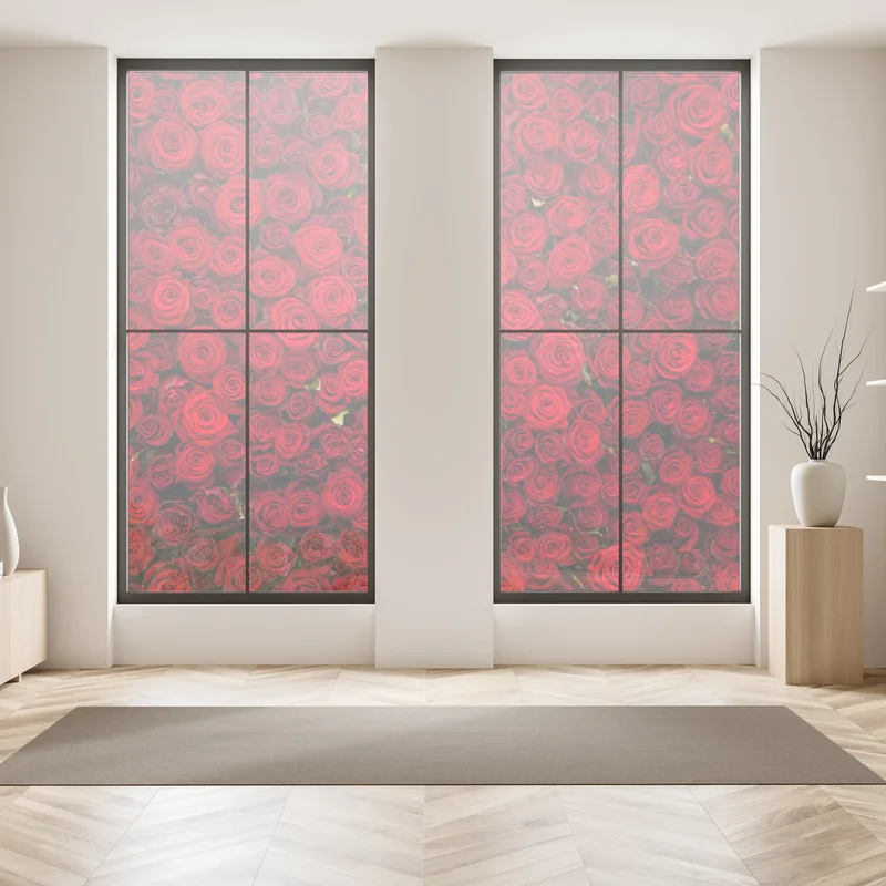 Fensteraufkleber endlose wand aus roten rosen Fensteraufkleber endlose wand aus roten rosen