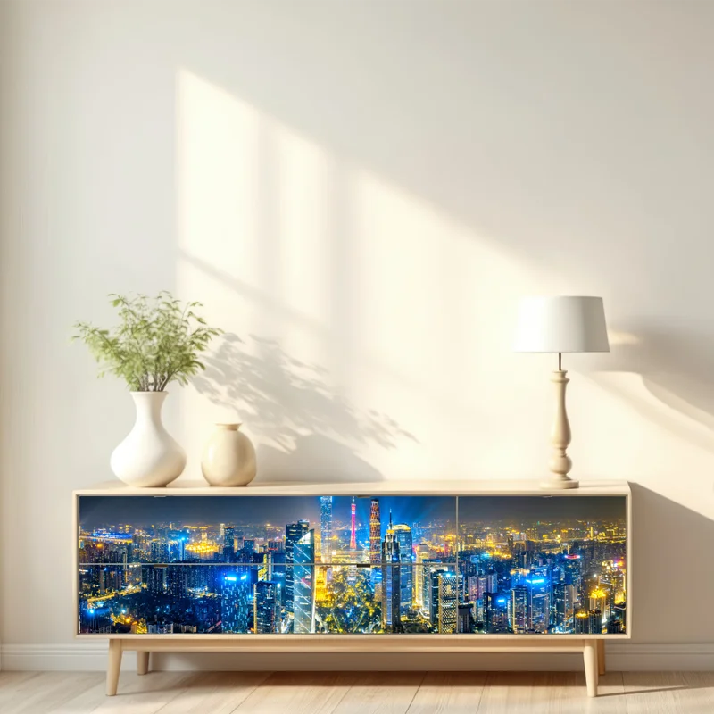 Repositionierbarer Aufkleber nachtpanorama skyline Guangzhou