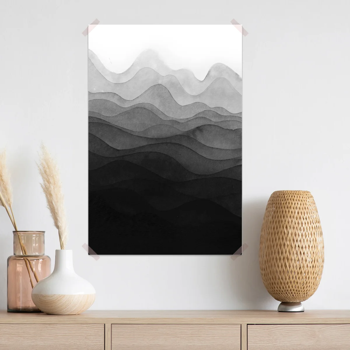 Poster monochrome geschichtete berge Poster monochrome geschichtete berge