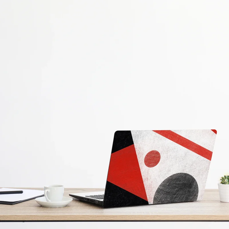 Laptop-Aufkleber geometrische abstraktion in rot und schwarz