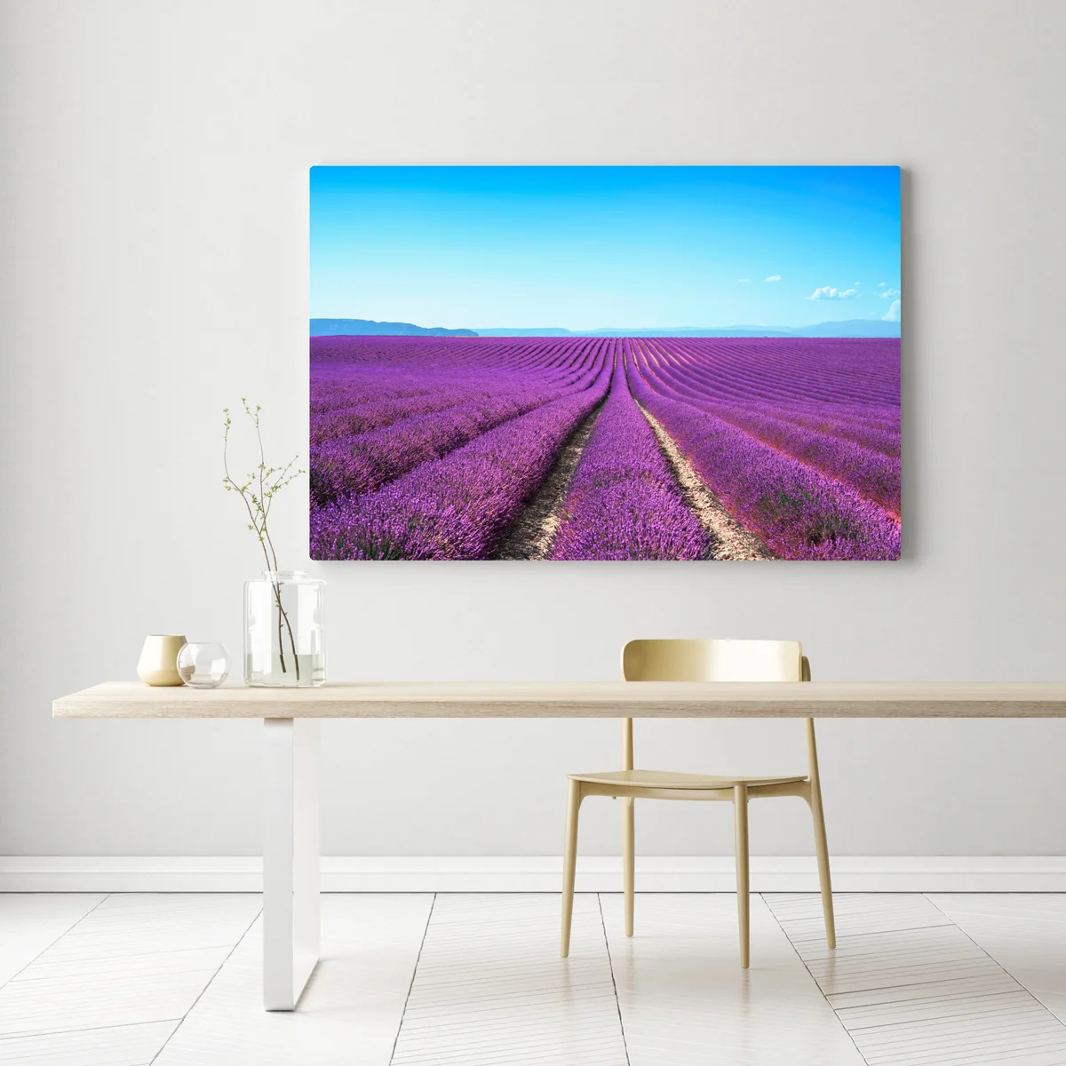 Leinwandbild lavendelfelder unter blauem himmel Leinwandbild lavendelfelder unter blauem himmel