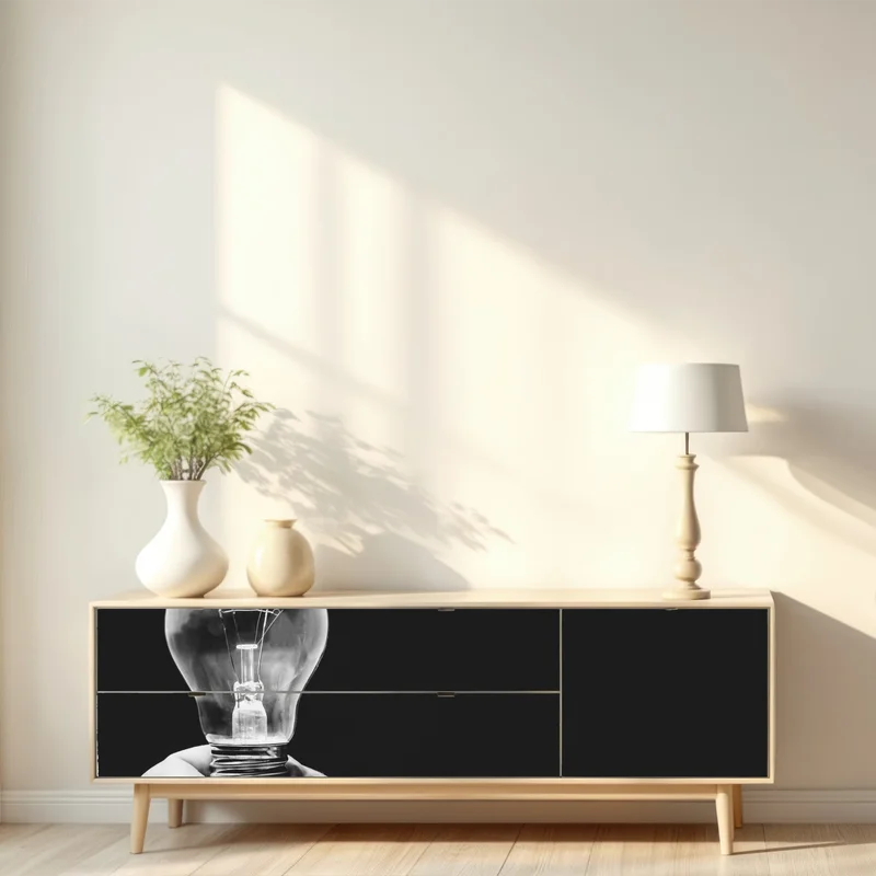 Repositionierbarer Aufkleber monochrome hand hält glühbirne Repositionierbarer Aufkleber monochrome hand hält glühbirne