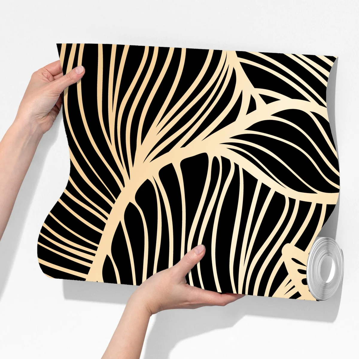 Fototapete goldenes blattmuster auf schwarzem hintergrund Fototapete goldenes blattmuster auf schwarzem hintergrund