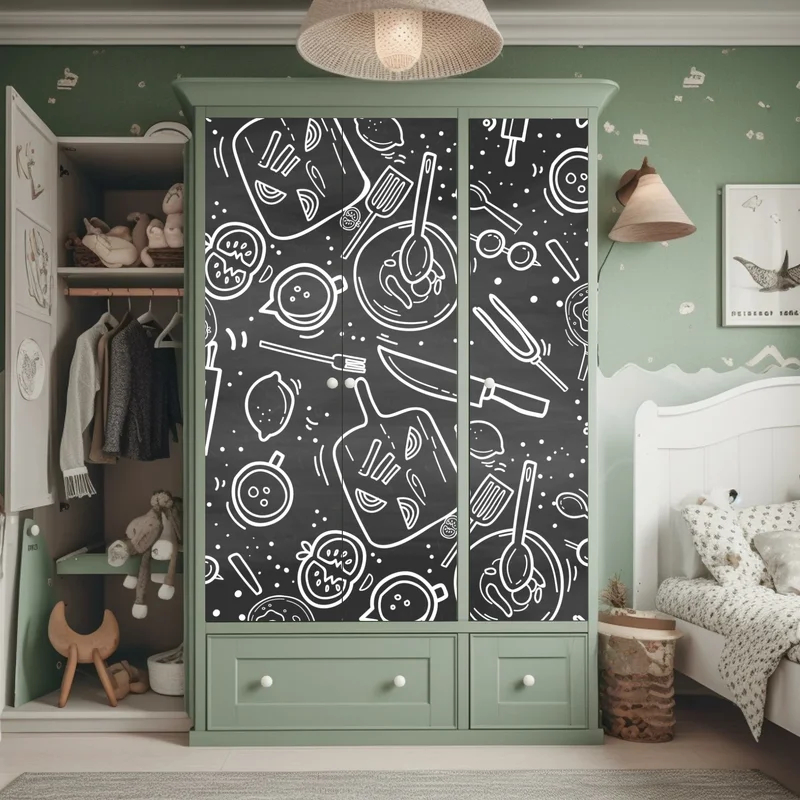 Schrankaufkleber küchen tafel-doodle-muster