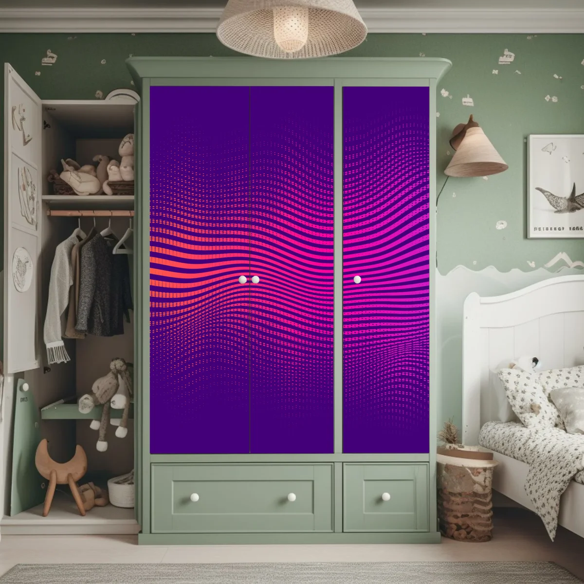 Schrankaufkleber leuchtendes verlauf-wellenmuster Schrankaufkleber leuchtendes verlauf-wellenmuster