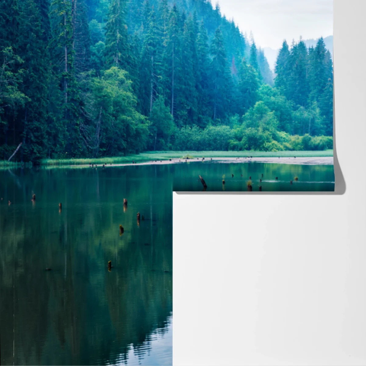 Fototapete nebliger morgen am see Lacu Rosu, Rumänien Fototapete nebliger morgen am see Lacu Rosu, Rumänien