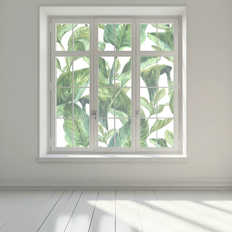 Fensteraufkleber üppiges aquarellmuster tropischer blätter