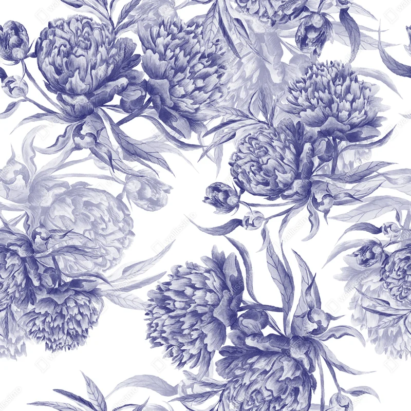 Schrankaufkleber blaue pfingstrosen botanisches muster Schrankaufkleber blaue pfingstrosen botanisches muster