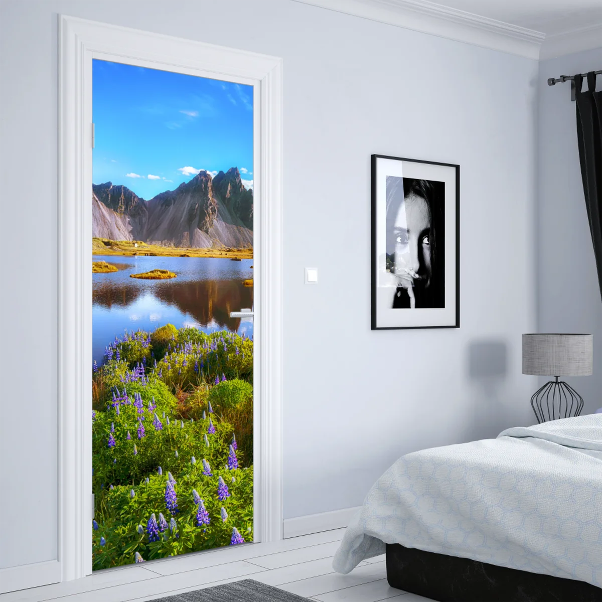 Türaufkleber lebendige lupinenwiesen bei Vestrahorn, Island Türaufkleber lebendige lupinenwiesen bei Vestrahorn, Island