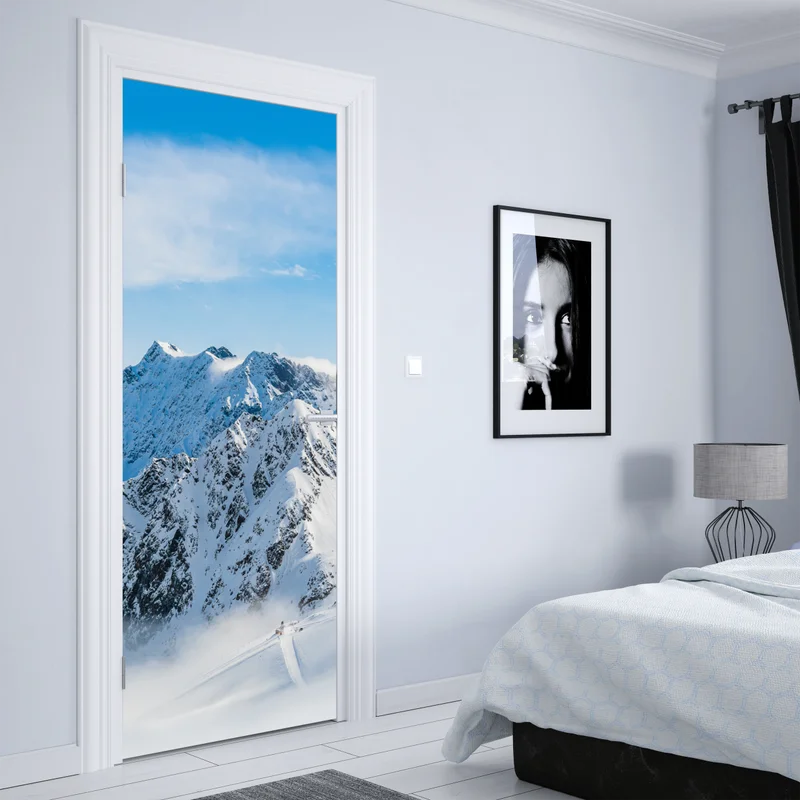 Türaufkleber panorama des Kaunertal gletschers über verschneiten gipfeln