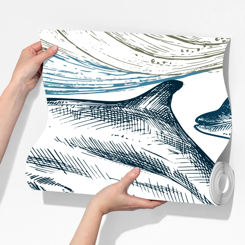 Fototapete vintage delfine ozeanillustration Fototapete vintage delfine ozeanillustration