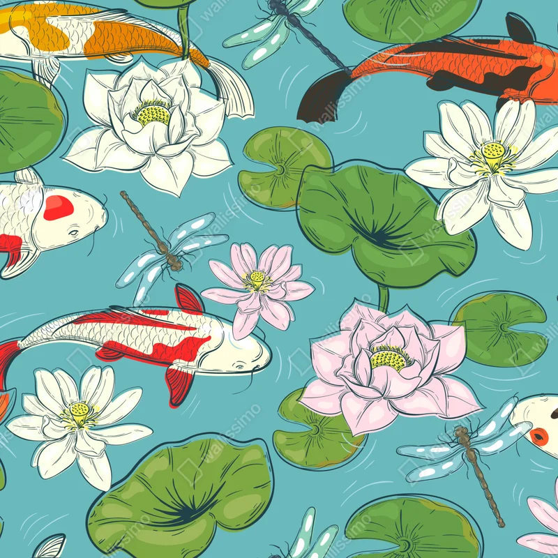 Tischaufkleber und Schreibtischaufkleber ruhiger koi-teich mit lotuspflanzen Tischaufkleber und Schreibtischaufkleber ruhiger koi-teich mit lotuspflanzen