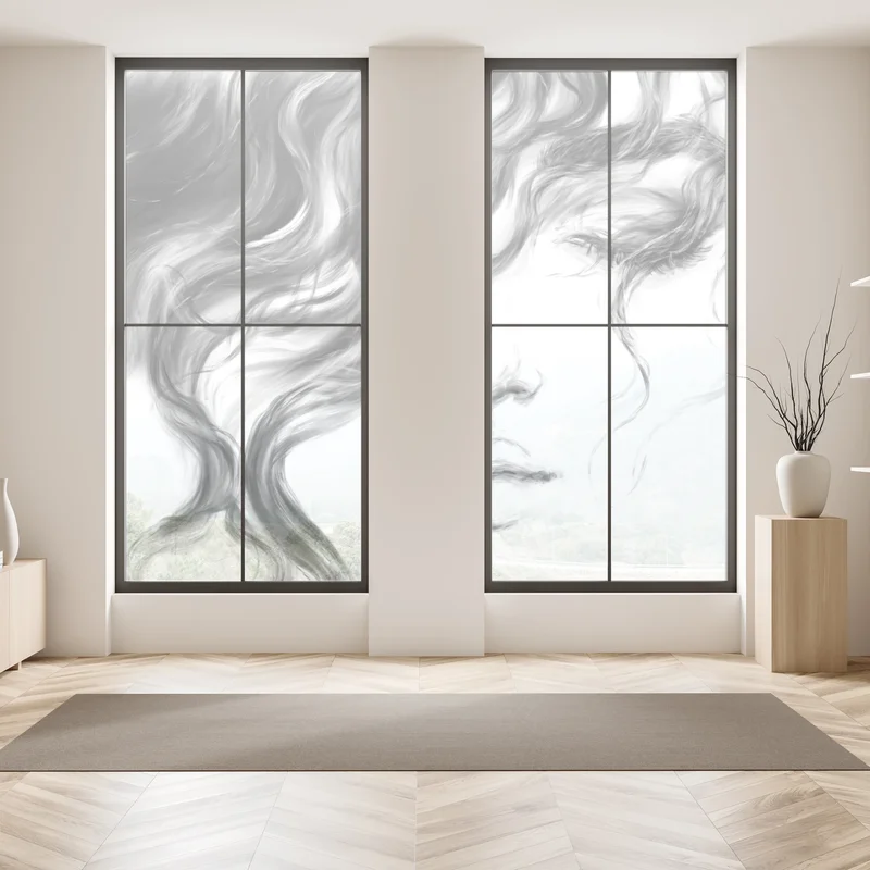 Fensteraufkleber ätherisches monochromes porträt