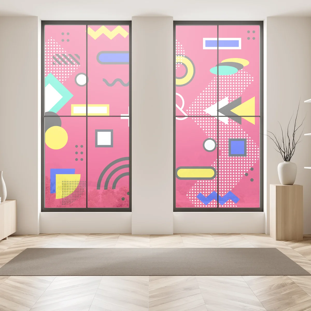 Naklejka na okno żywy geometryczny wzór pop Naklejka na okno żywy geometryczny wzór pop