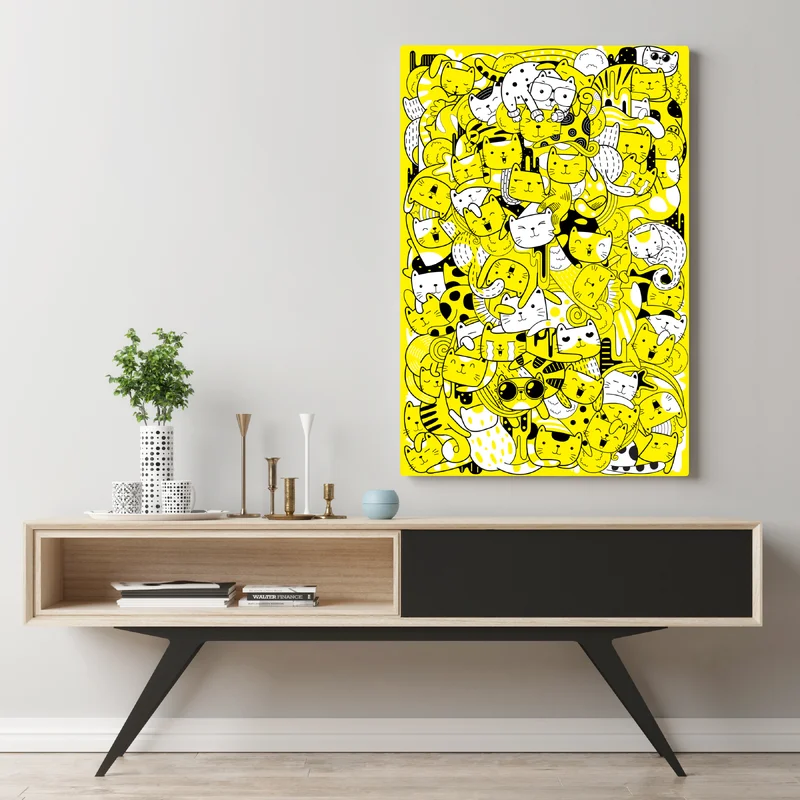 Leinwandbild verspielte gelbe katzen-collage Leinwandbild verspielte gelbe katzen-collage