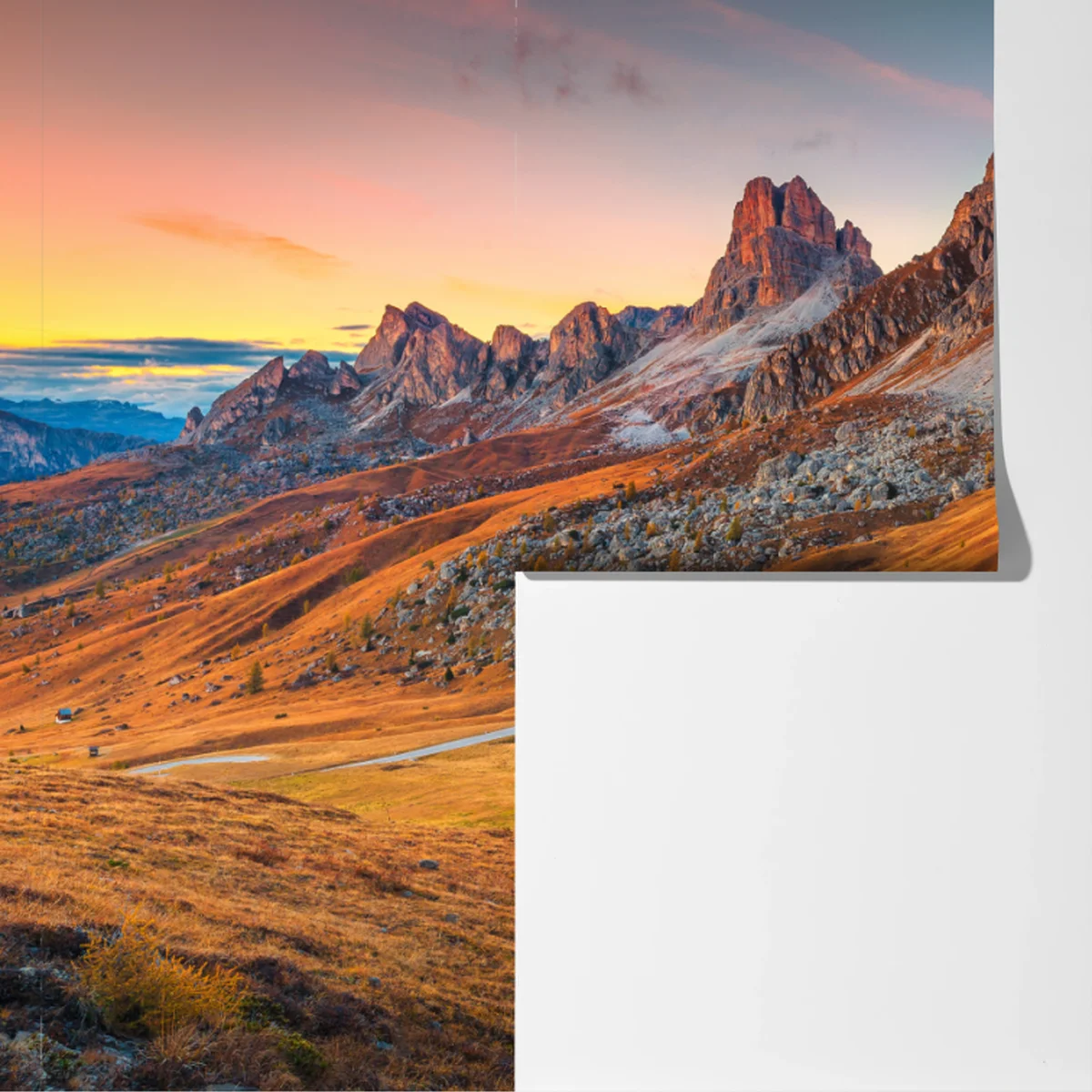 Fototapete sonnenuntergang über Passo Giau, Dolomiten Fototapete sonnenuntergang über Passo Giau, Dolomiten