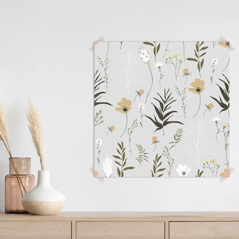 Poster zartes pastellmuster mit wildblumen • Poster bei Wallnifity® Poster zartes pastellmuster mit wildblumen • Poster bei Wallnifity®