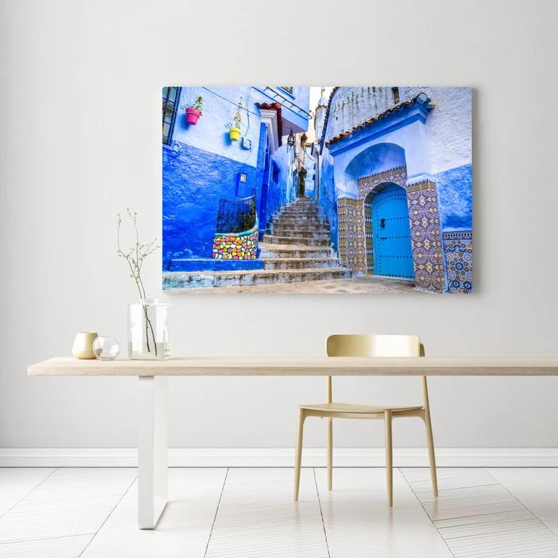 Leinwandbild blaue gasse in Chefchaouen, Marokko Leinwandbild blaue gasse in Chefchaouen, Marokko