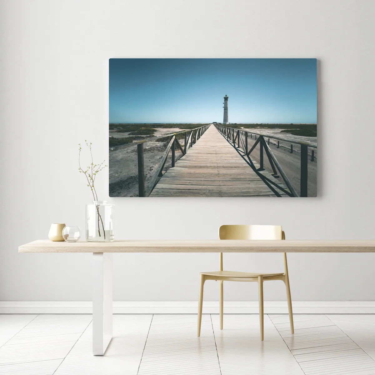 Leinwandbild leuchtturm am ende des stegs Leinwandbild leuchtturm am ende des stegs