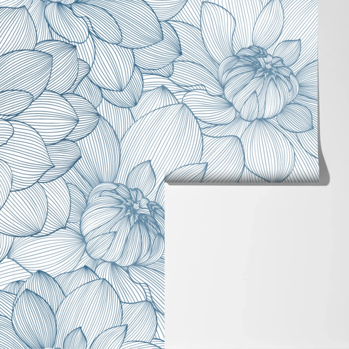 Fototapete zartes blaues blumenlinienmuster Fototapete zartes blaues blumenlinienmuster