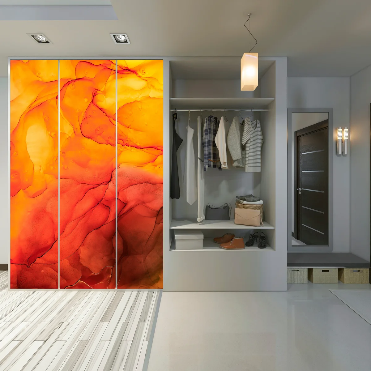 Schrankaufkleber lebendige orange abstrakte alkoholkunst Schrankaufkleber lebendige orange abstrakte alkoholkunst