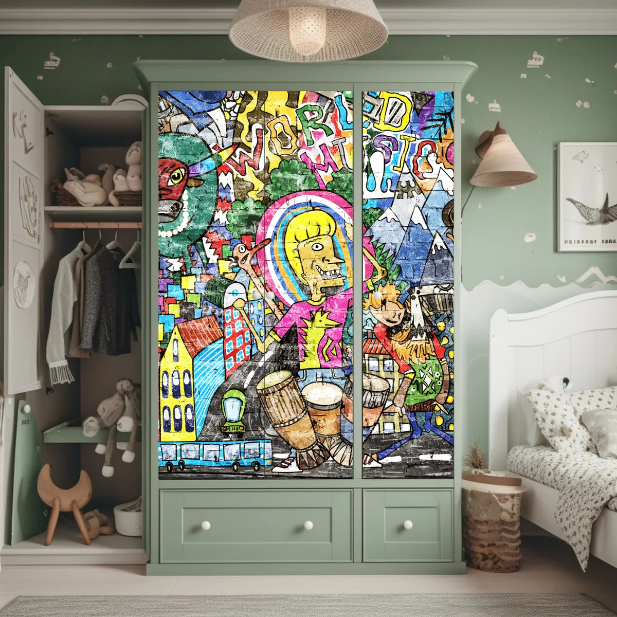 Schrankaufkleber farbenfrohes graffiti-wandbild Schrankaufkleber farbenfrohes graffiti-wandbild