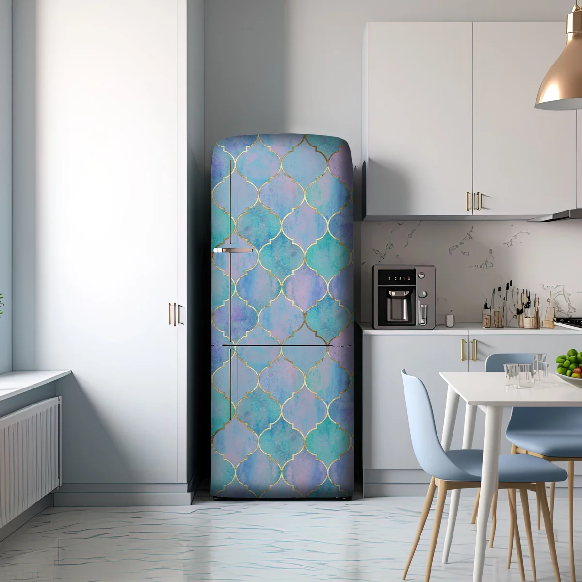 Kühlschrankaufkleber pastell türkis marokkanisches fliesenmuster Kühlschrankaufkleber pastell türkis marokkanisches fliesenmuster