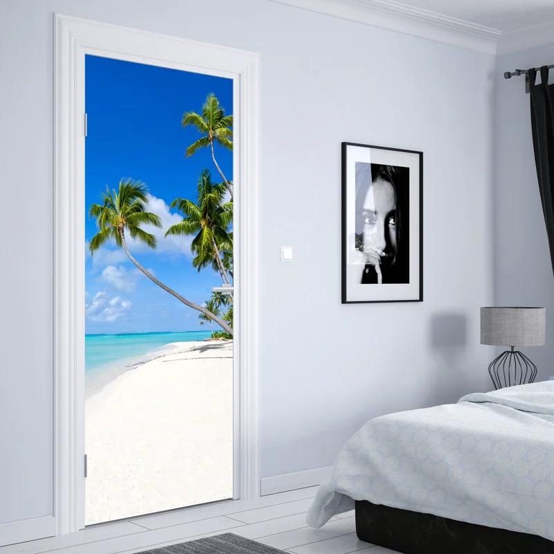 Türaufkleber tropischer palmenstrand Türaufkleber tropischer palmenstrand