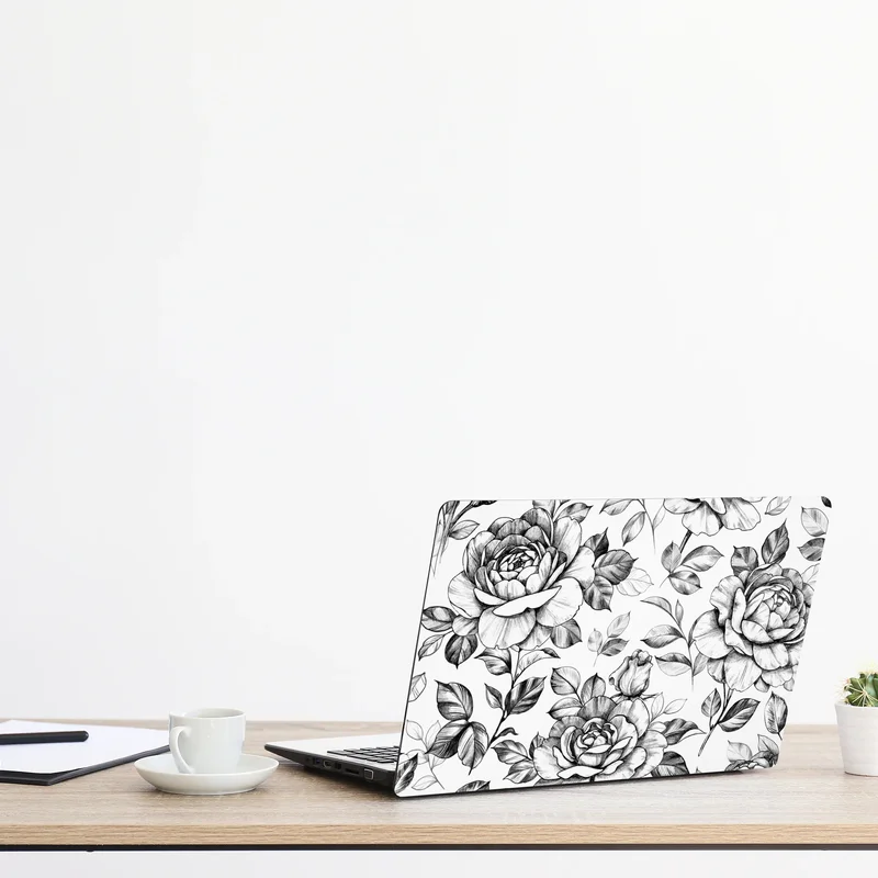 Naklejka na laptopa ręcznie rysowany wzór róż