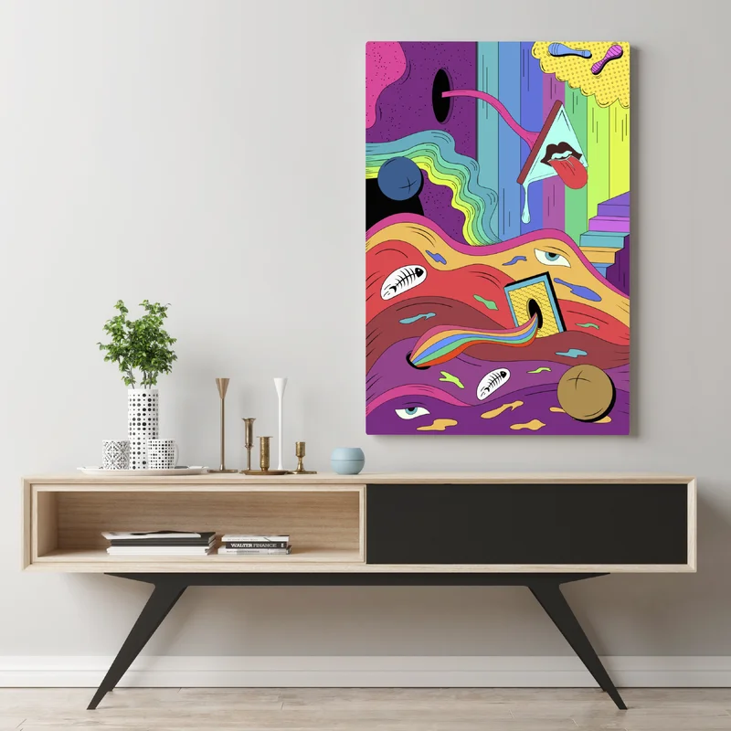 Leinwandbild psychedelische pop-art traumlandschaft Leinwandbild psychedelische pop-art traumlandschaft