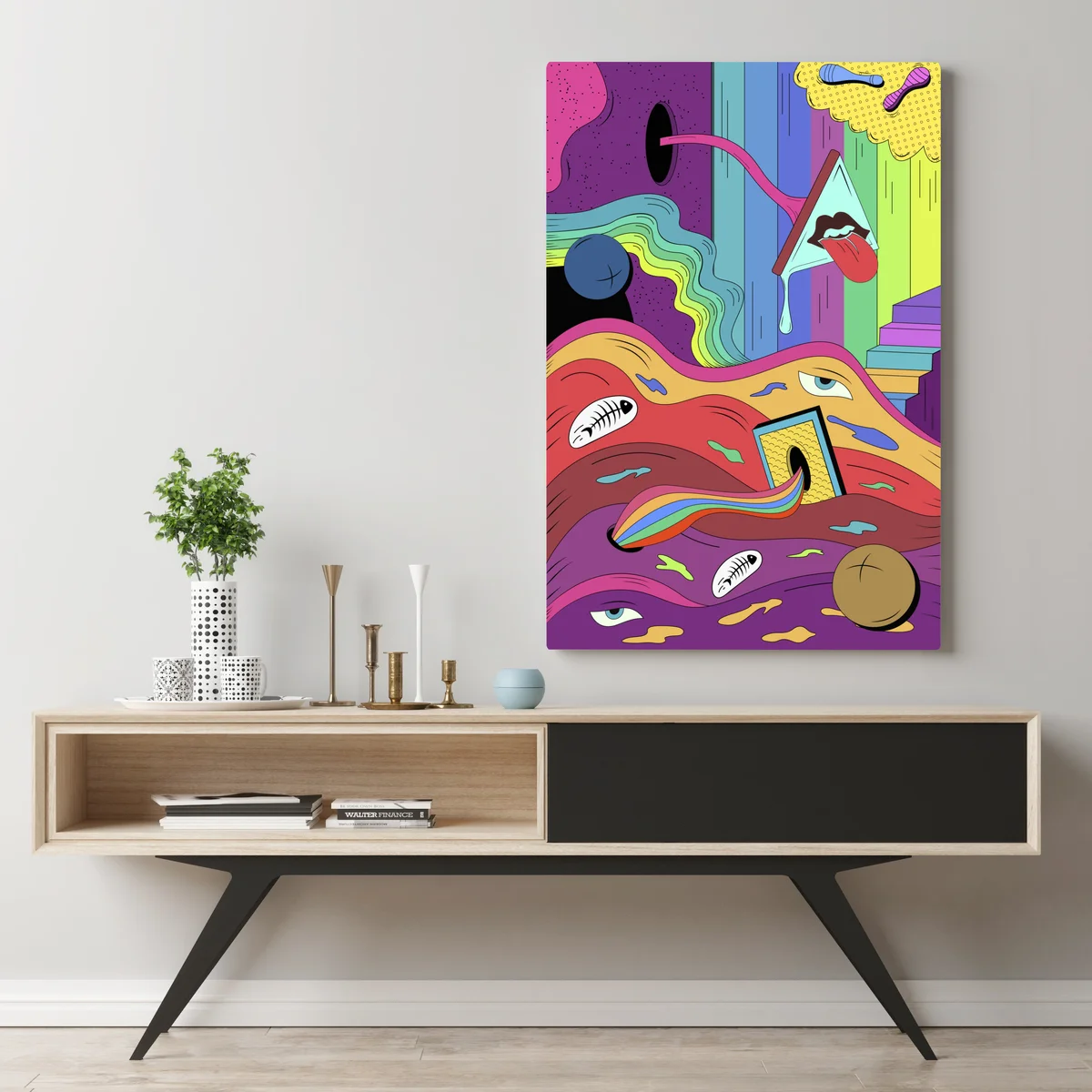 Leinwandbild psychedelische pop-art traumlandschaft Leinwandbild psychedelische pop-art traumlandschaft