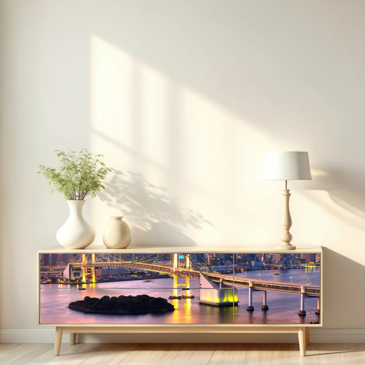 Repositionierbarer Aufkleber Tokio skyline bei sonnenuntergang Repositionierbarer Aufkleber Tokio skyline bei sonnenuntergang