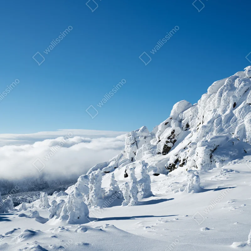 Türaufkleber ruhige verschneite berglandschaft Türaufkleber ruhige verschneite berglandschaft