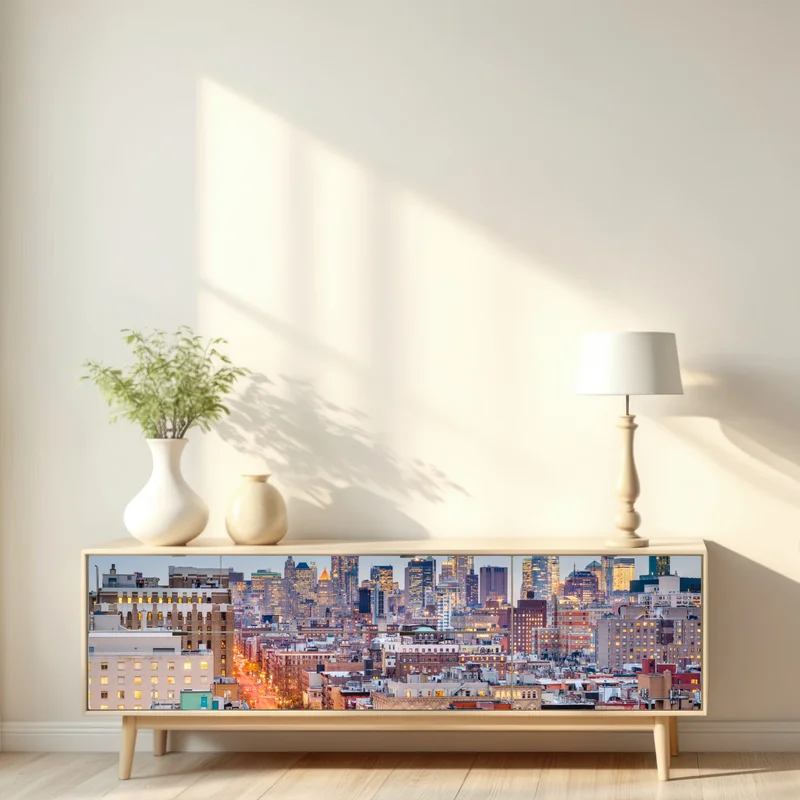 Repositionierbarer Aufkleber New York skyline bei dämmerung