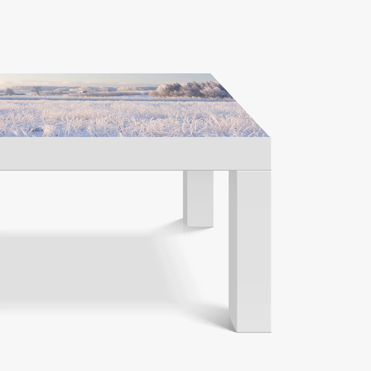 Tischaufkleber und Schreibtischaufkleber wiese mit reif im morgenlicht Tischaufkleber und Schreibtischaufkleber wiese mit reif im morgenlicht