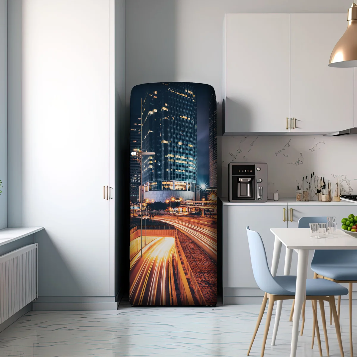 Kühlschrankaufkleber nächtliche lichtspuren über der stadtautobahn Kühlschrankaufkleber nächtliche lichtspuren über der stadtautobahn