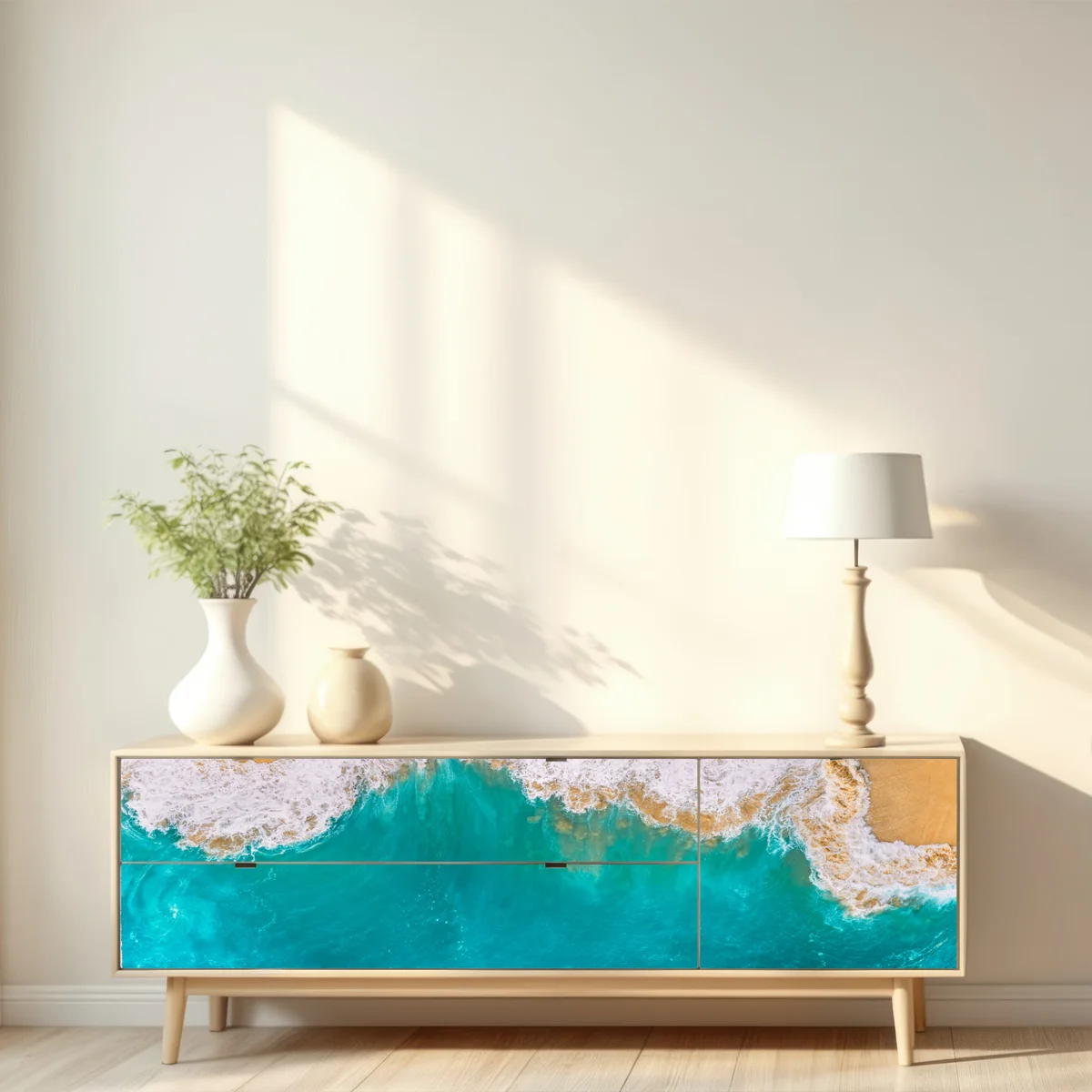 Repositionierbarer Aufkleber türkisblaue wellen am strand Kelingking, Nusa Penida Repositionierbarer Aufkleber türkisblaue wellen am strand Kelingking, Nusa Penida