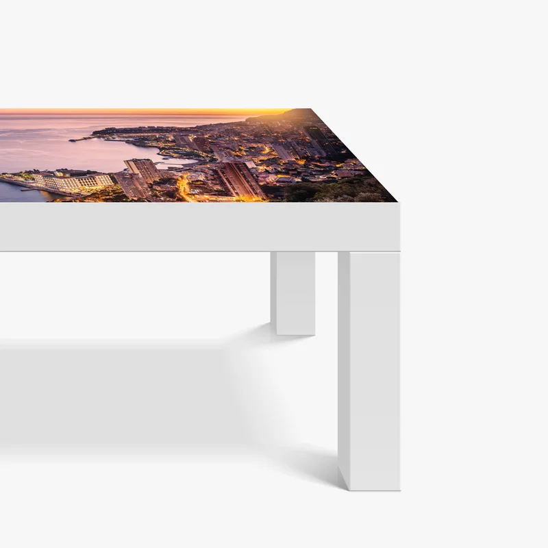Tischaufkleber und Schreibtischaufkleber sonnenuntergang über der städtischen küstenlinie
