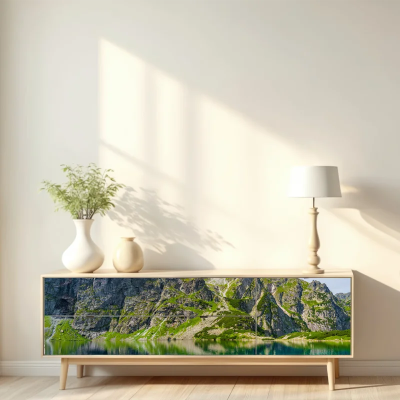 Repositionierbarer Aufkleber Czarny Staw bergreflexion