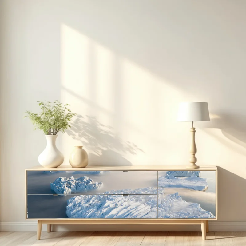 Repositionierbarer Aufkleber nebelige eisberglandschaft